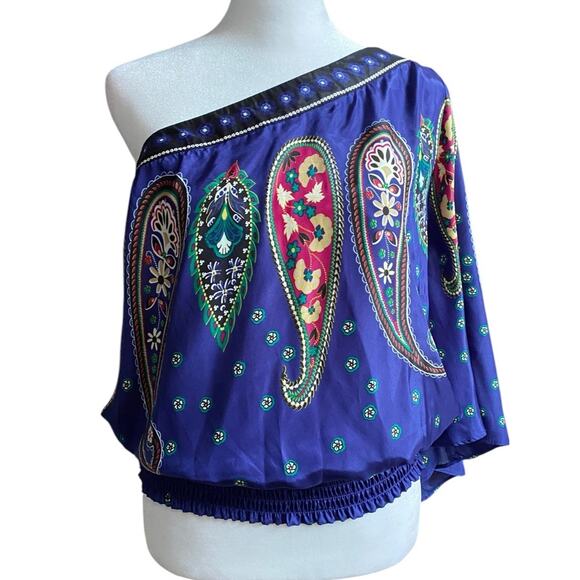 Vtg Y2k One Shoulder Angel Sleeve Top Rampage Women L Satin Fairy Whimsigoth - Picture 4 of 15